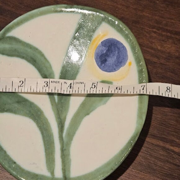 Vintage Handmade Artist Signed Floral Ceramic 1998 Pedestal Decorative Bowl - Picture 6 of 7